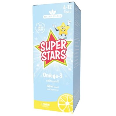 Natures Aid Super Stars Omega-3 kapljice za otroke (z Vitaminom D3), 150 ml