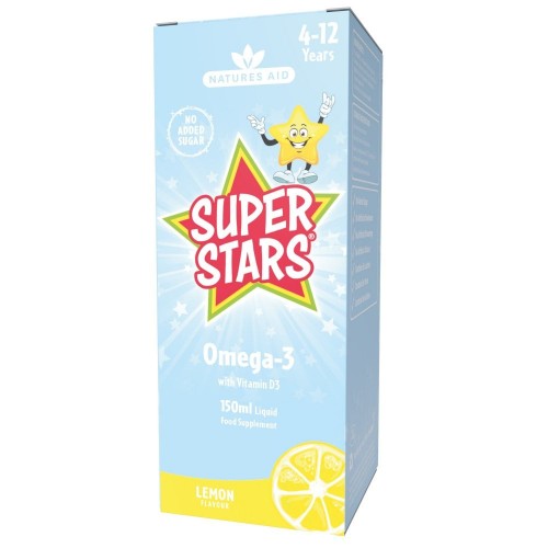 Natures Aid Super Stars Omega-3 kapljice za otroke (z Vitaminom D3), 150 ml